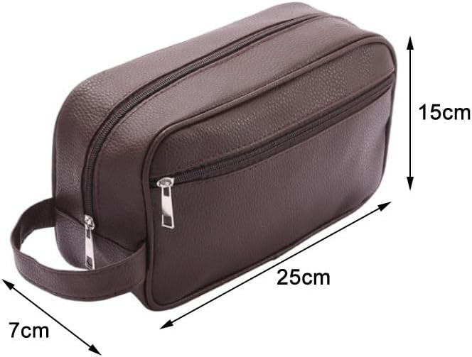 Toiletry Bag Large Capacity PU Leather Zipper Makeup Bags Portable Storage Pouch Men Cosmetic Bag(black)