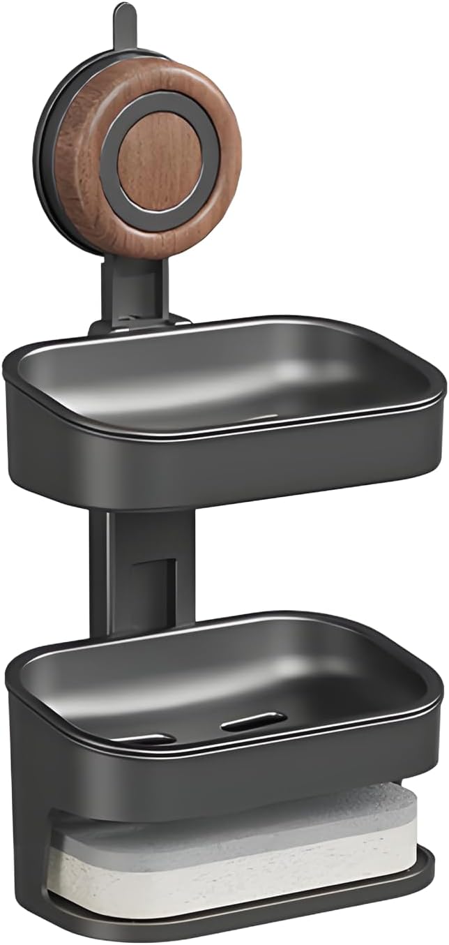 Shower Soap Tray Rack Three-Iayer Suction Cup Wall ounted Non Drilling Self Draining Detachable Waterproof Strong Suction Soap Bar Shower Bathroom Bathtub Kitchen Soap Sponge Rack