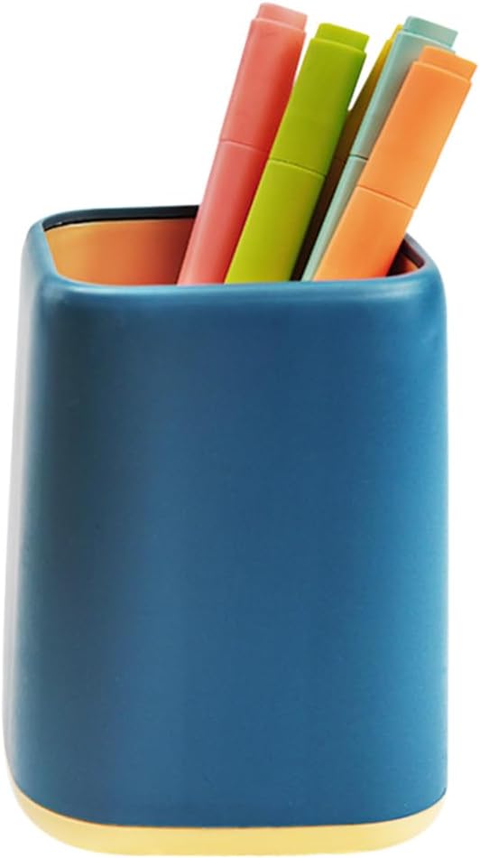 Desk Pen Holder, Desktop Organizer Storage Case Stationery Scandinavian Design for School, Home, Office (Blue)