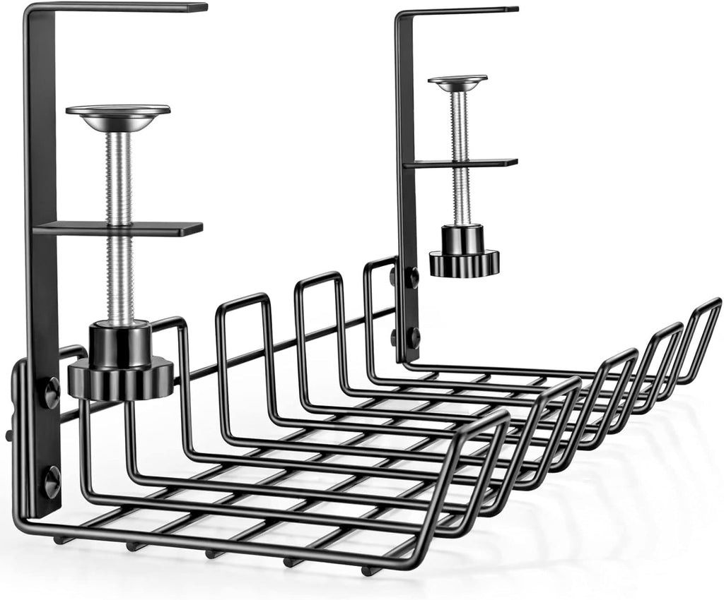 Under Desk Cable Management Tray Organizer for Cord Wire Desk Table Rack No Drill Installation for Home Office Workstation PC Computer Desktop Laptop
