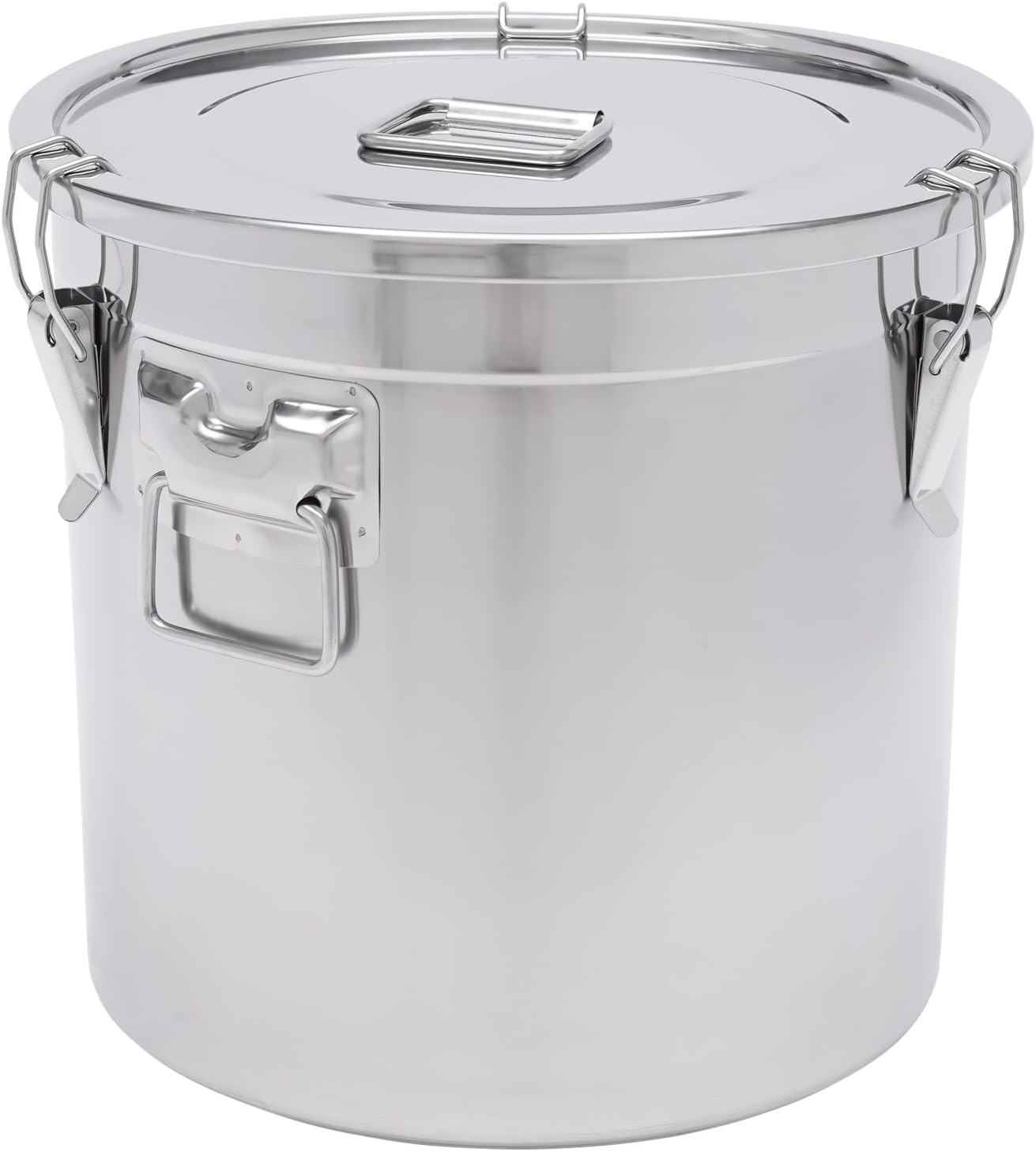 8.7Gal 304 Stainless Steel Airtight Container with Lid and Locking Clamp,28-60Lbs Metal Bucket Large Food Storage Container Stainless Steel Milk Can,for Rice, Flour,Oil,Soup(33L)