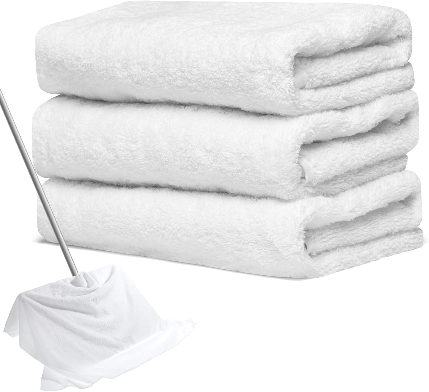3 Pcs Extra Large Microfiber Cleaning Cloth 30" x 20" Washable Reusable Microfiber Towel Streak Free Lint Free Cloth for Cleaning Home Glass Office Window Bathrooms (White)