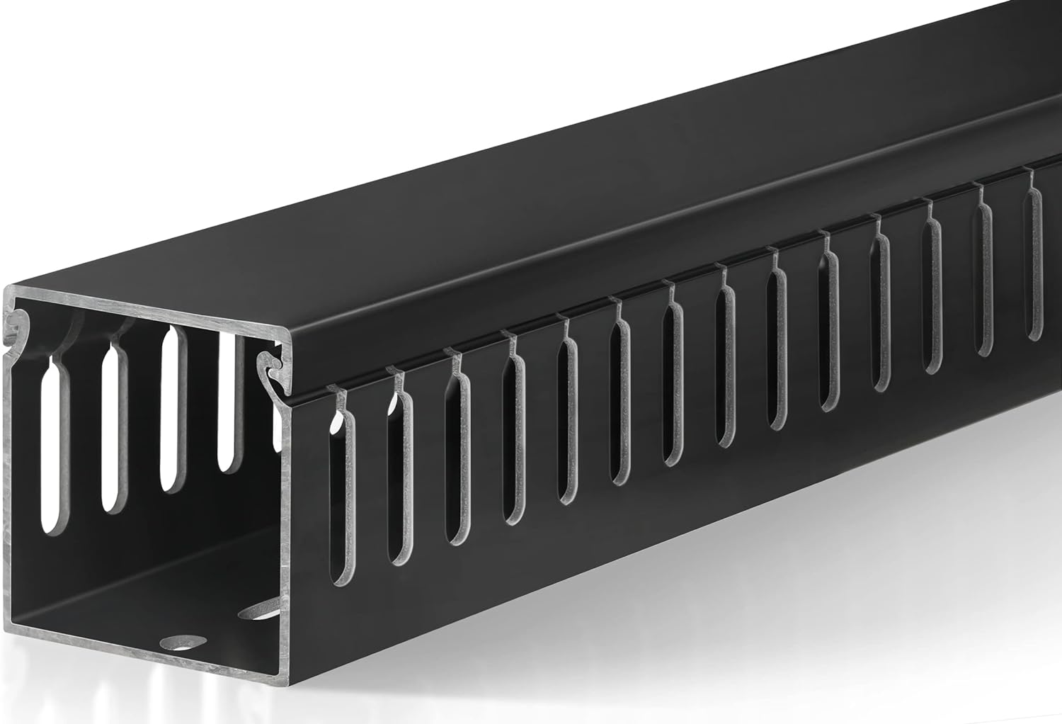 2x2inCable Raceway, 6.6ft (2xL3.3ft) Server Rack Cable Management Under Desk Cord Organizer, Electrical Safe PVC Cable Channel Open Slot Wire Raceway for Network/PC/TVs, Wire Duct Black