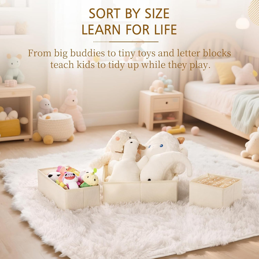 15 Pack Drawer Organizer for Clothes, Foldable Dresser Dividers with 3 Sizes, Fabric Storage Bins – Beige