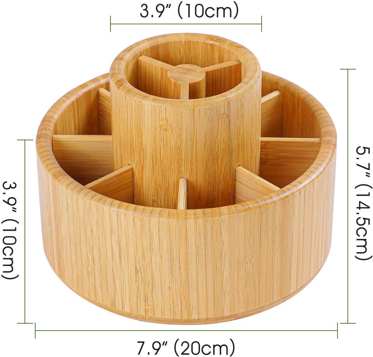 Bamboo Rotating Art Supply Desk Organizer, Pencil Holder Organizer, Desktop Storage Caddy for Pen, Colored Pencil, Crayon, Paint Brushes, Art Studio&Office