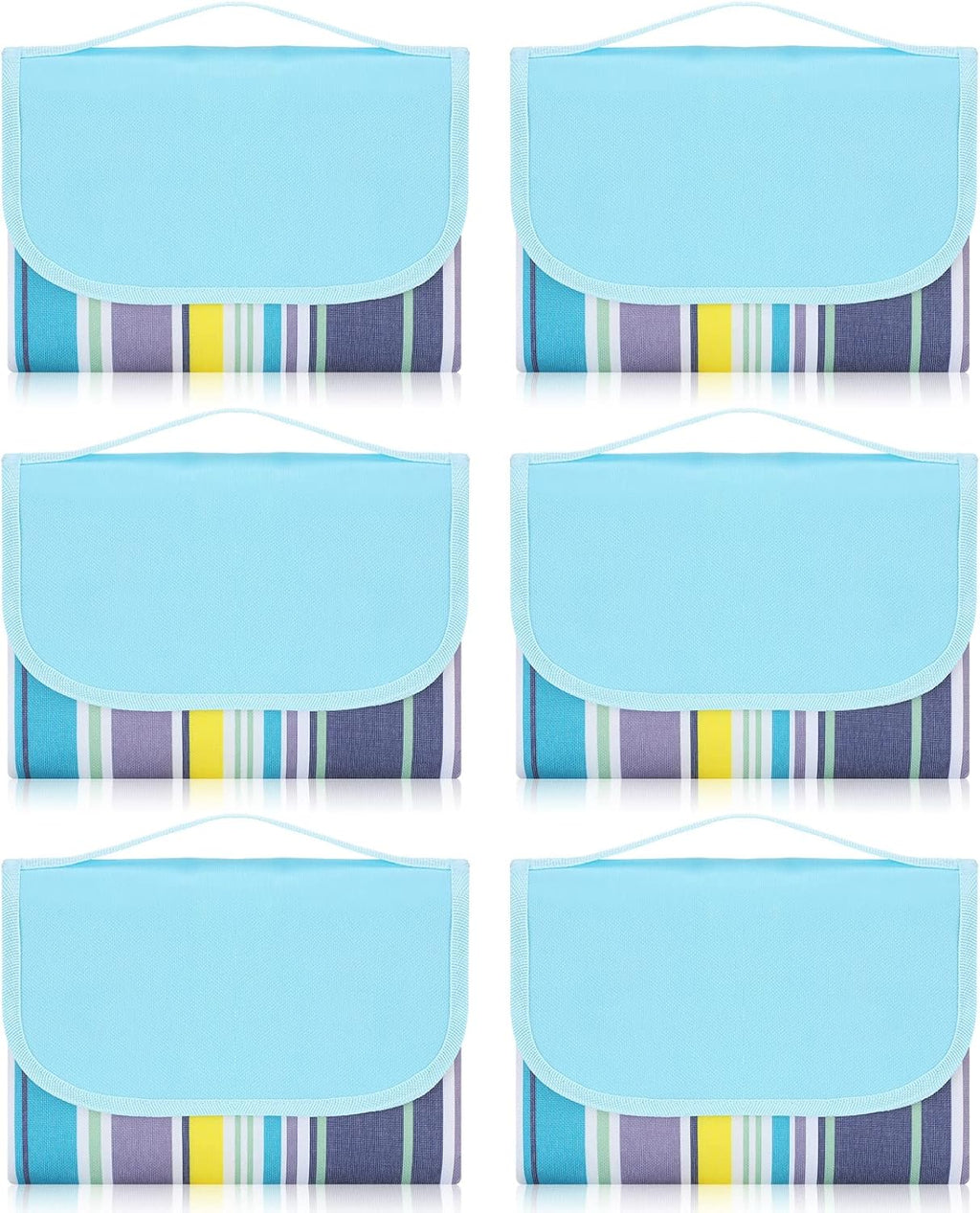 6 Pcs Outdoor Picnic Blanket Foldable Portable Picnic Mat Waterproof Sand Proof Beach Blanket Mat Tote (Classic Style)