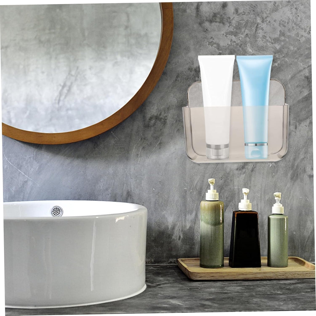 Wall-Mounted Bathroom Storage Rack Transparent Sundry Shelf Space-Saving Design with Capacity and Draining for Easy Organization Shower Kitchen