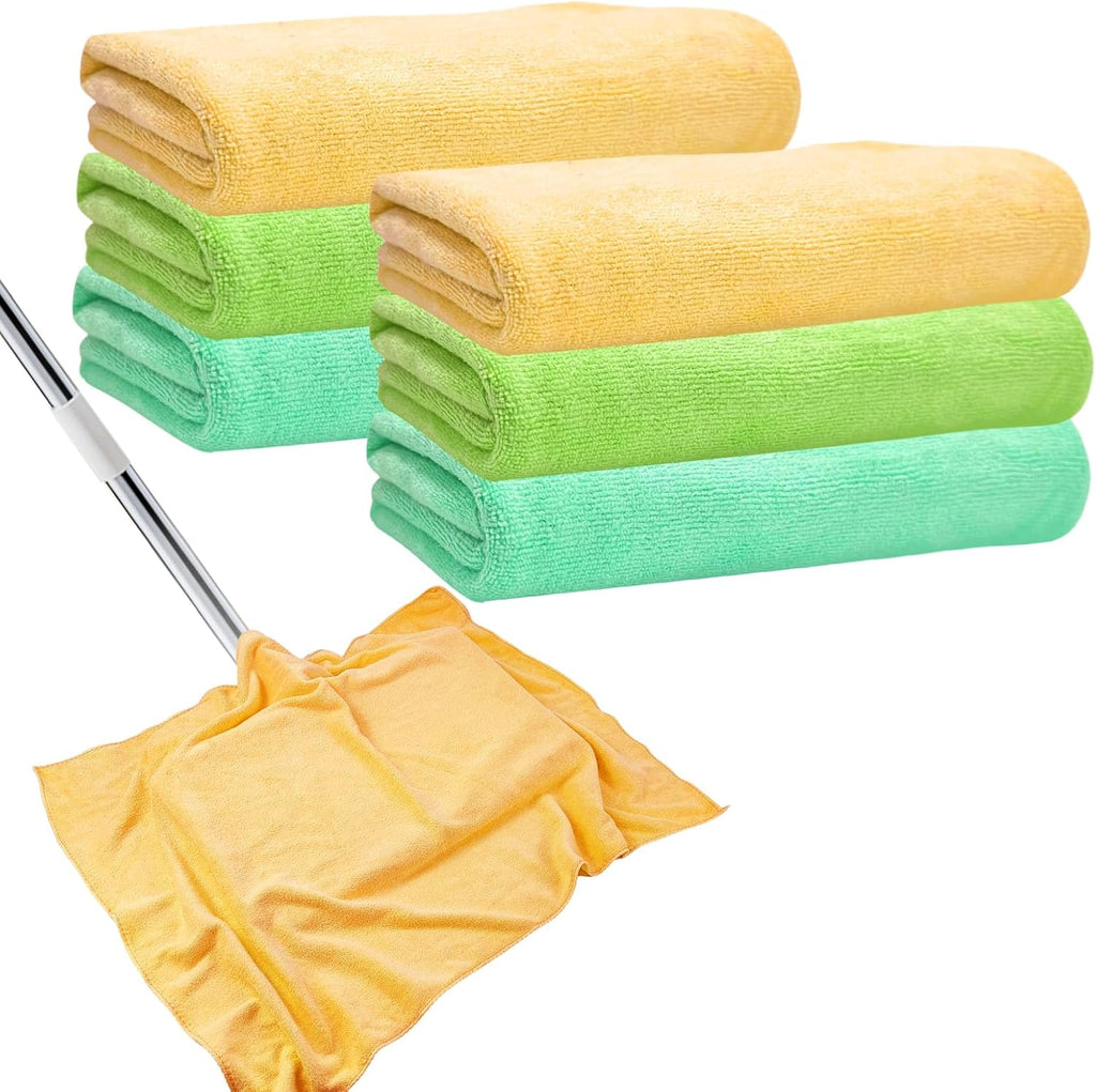 6 Pcs Extra Large Microfiber Cleaning Cloth, 20" x 30" Washable Reusable Large Floor Cloth Rags, Microfiber Towels for Mop Cleaning Office Bathrooms Housekeeping (Orange, Green)
