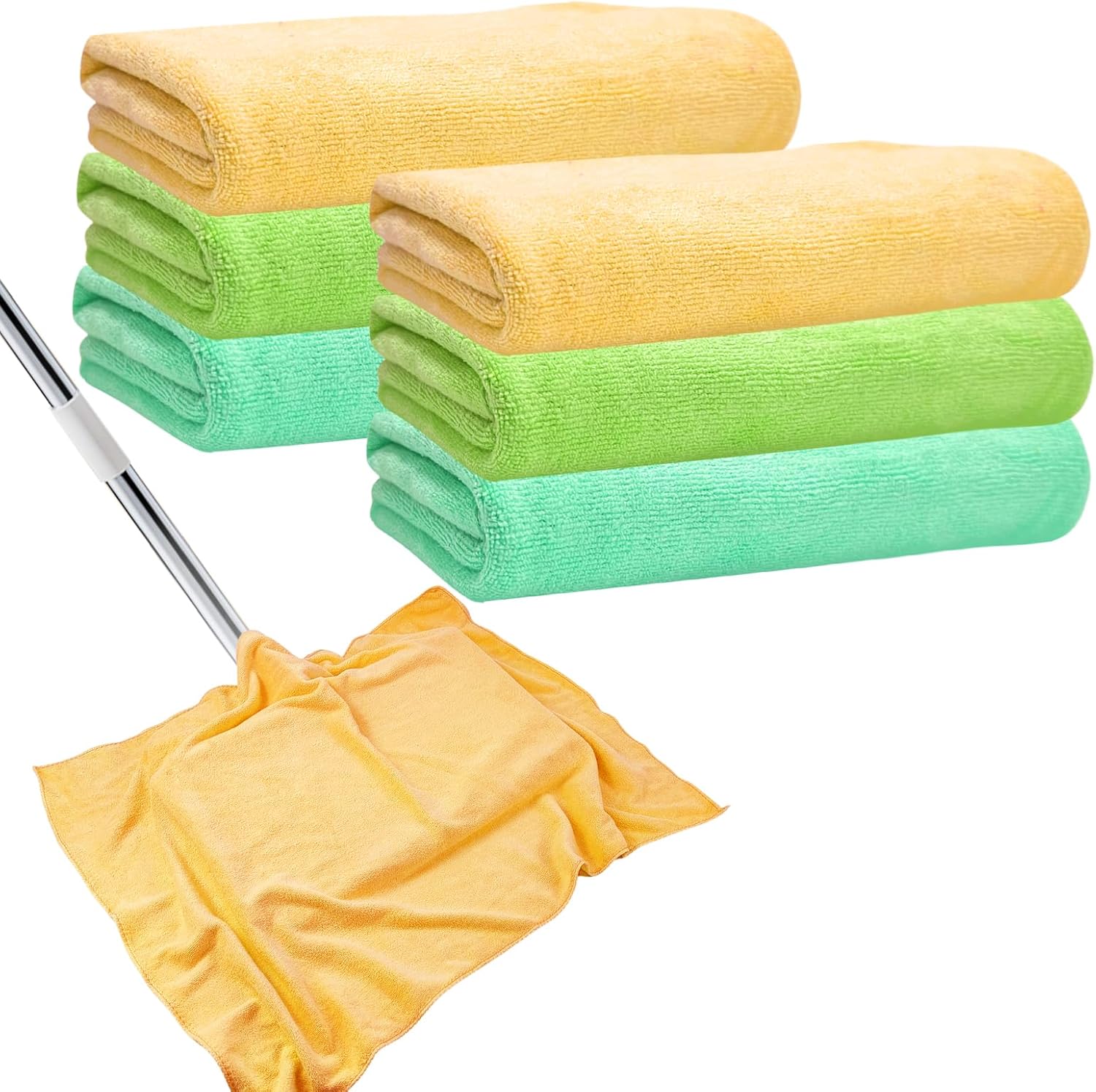 6 Pcs Extra Large Microfiber Cleaning Cloth, 20" x 30" Washable Reusable Large Floor Cloth Rags, Microfiber Towels for Mop Cleaning Office Bathrooms Housekeeping (Orange, Green)