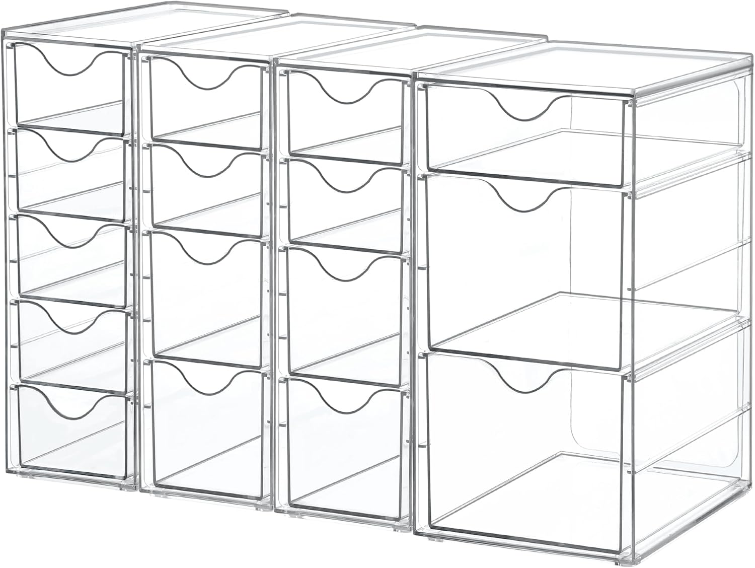 Acrylic Organizer with 16 Drawers (4 Set),Clear Storage Drawers for Office Supplies,Desk Organization and Storage for Makeup,Jewelry,Art Crafts
