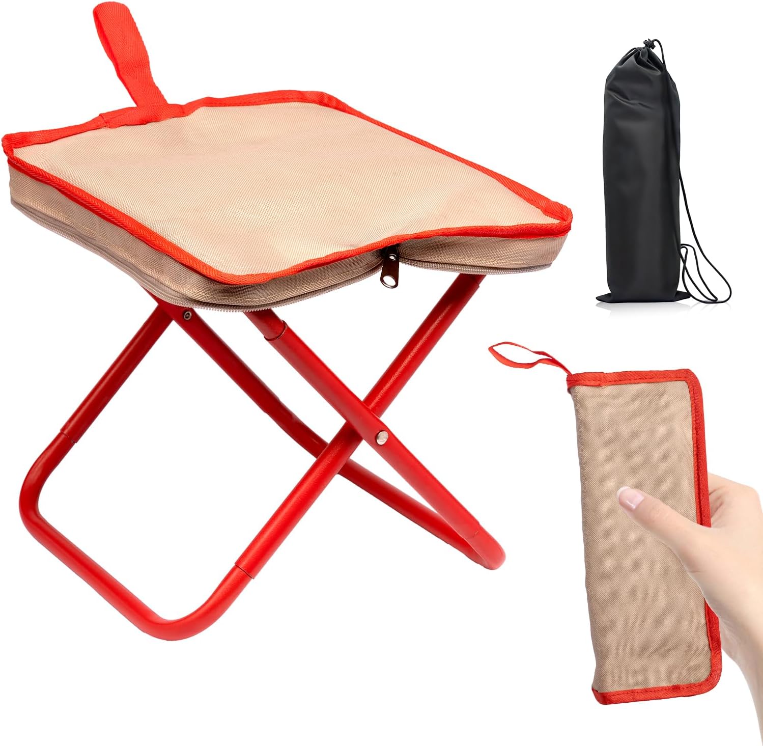 Camping Stool,Mountaineering and Hiking Portable Stools 13.5“ Portable Folding Stools for Outdoor Gardening and Beach Hiking Fishing,Foot Stool with Carry Bag to 330LB (13.5 inch)