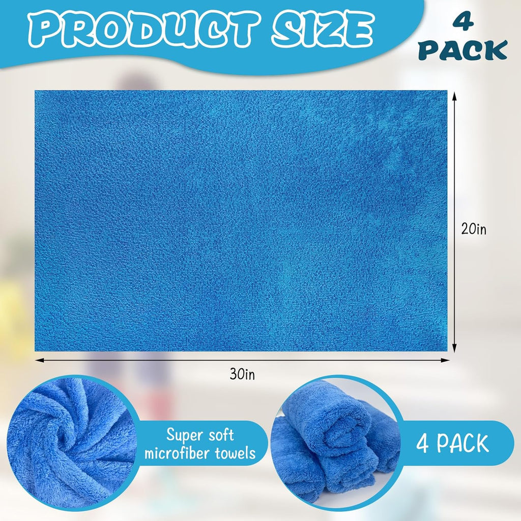 4 Pcs Extra Large Microfiber Cleaning Cloth, 30"x20" Washable Reusable Floor Cloth for Squeegee Mop House Floor Kitchen Car Window Highly Absorbent, Lint and Streak Free