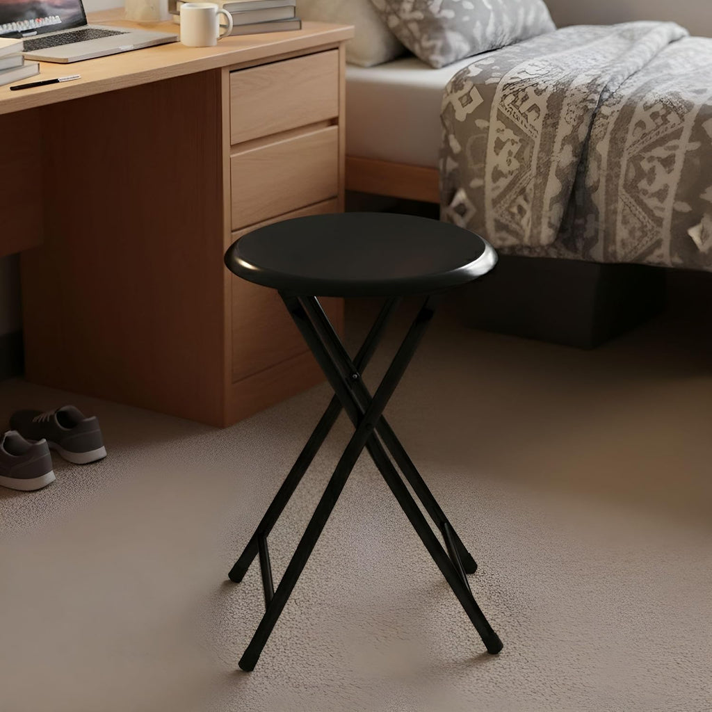 Folding Stool - Backless 18-Inch Stool with 225lb Capacity for Kitchen or Rec Room - Portable Indoor Counter Bar Stools by  (Black)