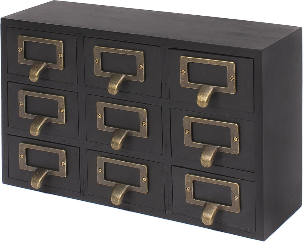 Apothecary Wood Desk Drawer Set, 9 Drawers, Rustic Black