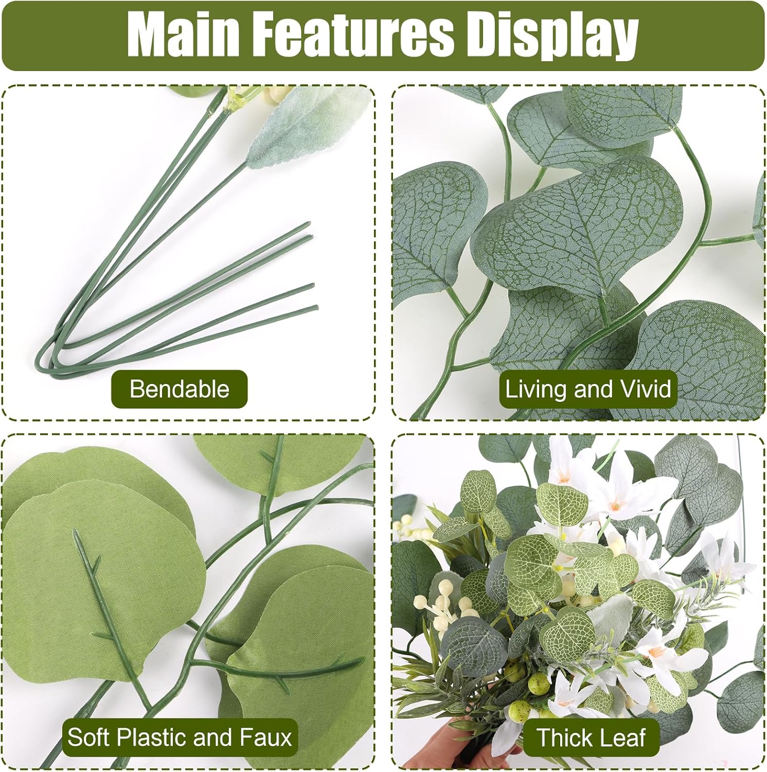 75pcs Artificial Greenery Stems Box Set, Faux Flowers Bouquet with Stems Fake Plants for DIY Wedding Bouquet Floral Arrangement Spring Home Table Decoration