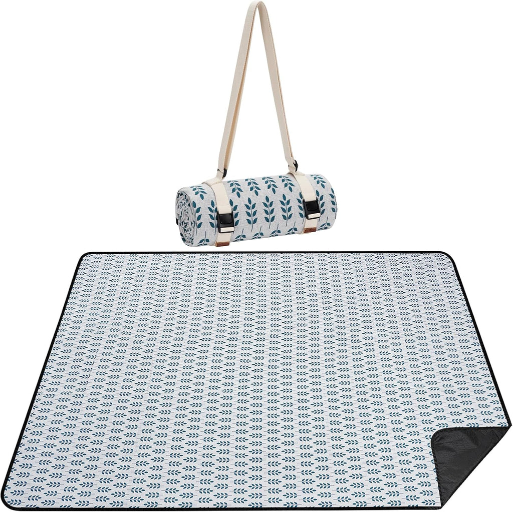 Picnic Blankets Washable | Beach Mat Sand Free Waterproof | Camping Blankets | Emergency Blankets | Picnic Baskets Accessories with Waterproof Backing and Shoulder Strap -