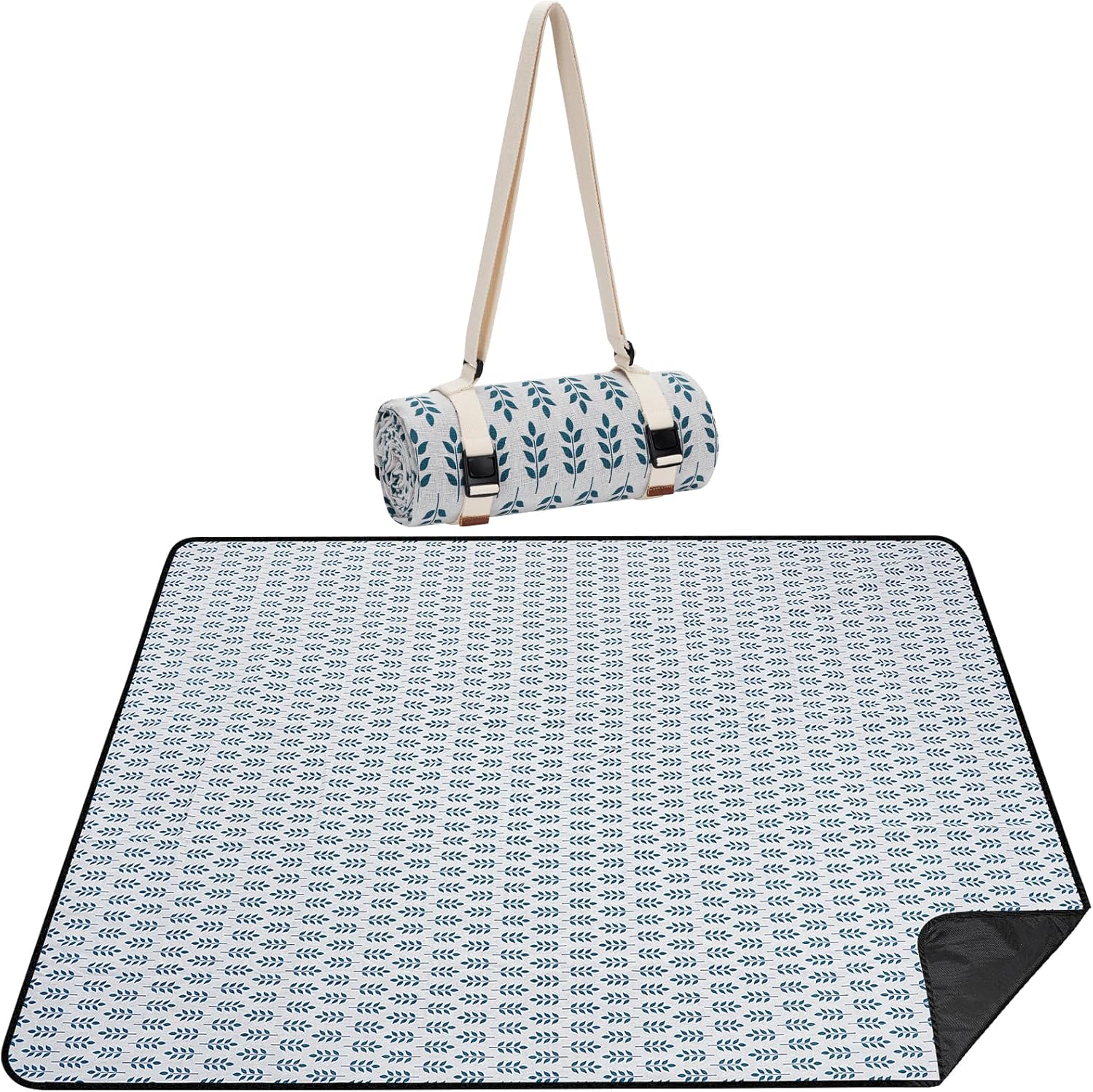 Picnic Blankets Washable | Beach Mat Sand Free Waterproof | Camping Blankets | Emergency Blankets | Picnic Baskets Accessories with Waterproof Backing and Shoulder Strap -