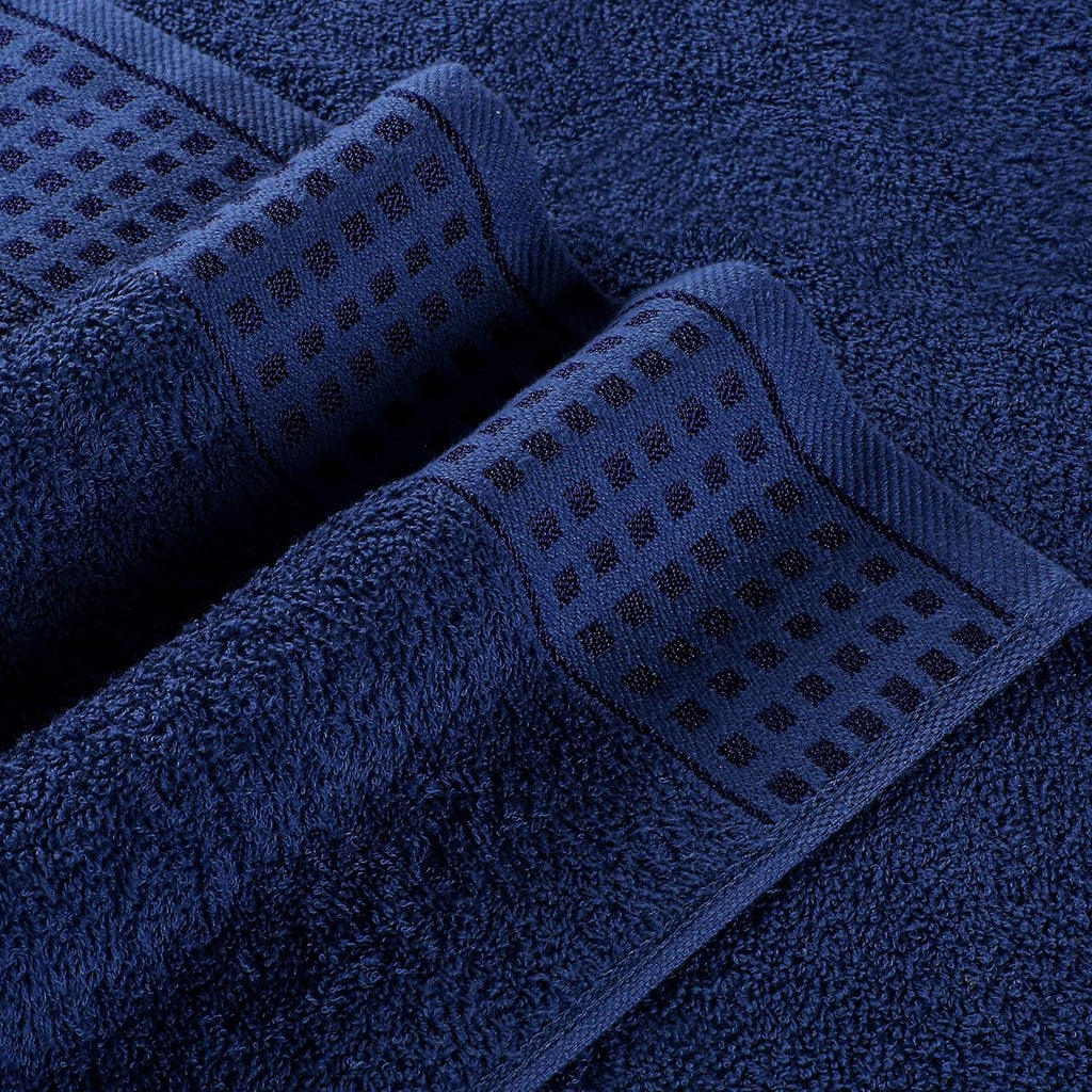 100% Cotton 2 Pack Oversized Bath Towel Set 28x55 Inches, Ultra Soft Highly Absorbant Compact Quickdry & Lightweight Large Bath Towels, Ideal for Gym Travel Camp Pool - Navy Blue