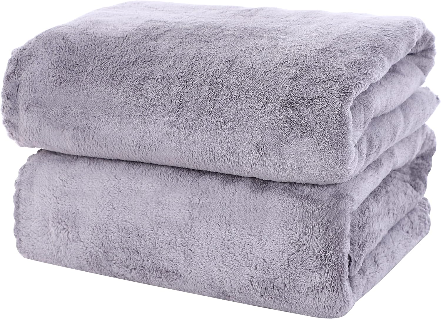 2 Pack Premium Bath Towel Set - Quick Drying - Microfiber Coral Velvet Highly Absorbent Towels - Multipurpose Use as Bath Fitness, Bathroom, Shower, Sports, Yoga Towel (Grey)